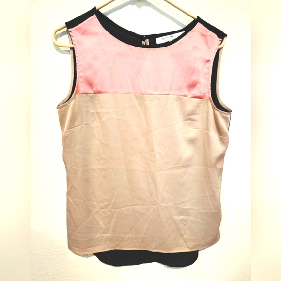 Nine West Pink & Tan Colorblock Sleeveless Tank Top - Picture 1 of 3